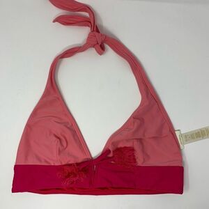 Kate Spade pink halter bikini top tassel tie‎ front Large